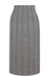 Шерстяная юбка-миди со шнуровкой в клетку Thom Browne