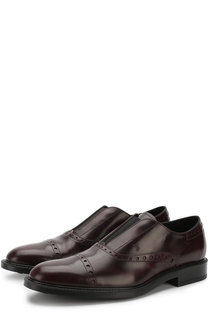 Кожаные оксфорды с эластичной вставкой и брогированием Tod’s Tods
