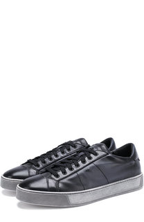 Кожаные кеды на шнуровке Santoni