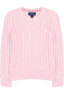 Хлопковый пуловер фактурной вязки Polo Ralph Lauren