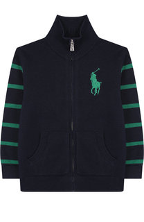 Хлопковый кардиган на молнии с воротником-стойкой Polo Ralph Lauren