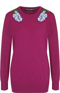 Кашемировый пуловер с декоративной нашивкой Dolce & Gabbana