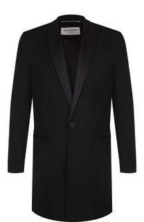 Однобортное шерстяное пальто Saint Laurent