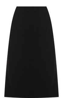 Однотонная юбка-миди из шерсти Oscar de la Renta