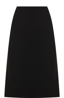 Однотонная юбка-миди из шерсти Oscar de la Renta