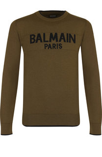 Шерстяной джемпер с логотипом бренда Balmain
