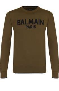 Шерстяной джемпер с логотипом бренда Balmain