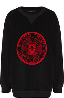Хлопковый пуловер с логотипом бренда Balmain