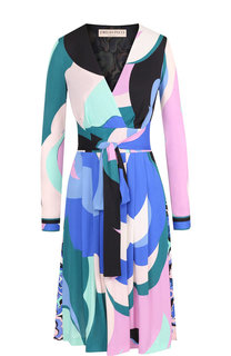 Платье-миди с V-образным вырезом и поясом Emilio Pucci