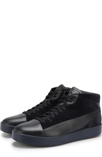 Высокие кожаные кеды на шнуровке Santoni