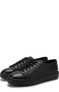 Кожаные кеды на шнуровке Santoni