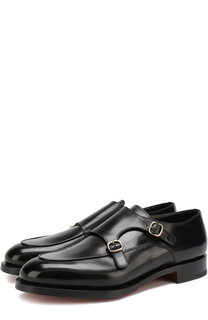 Кожаные монки с двумя пряжками Santoni