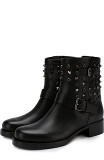 Кожаные ботинки Valentino Garavani Rockstud Rolling Noir Valentino
