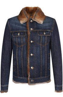 Джинсовая куртка с внутренней отделкой из меха ондатры Dolce & Gabbana