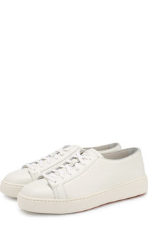 Кожаные кеды на шнуровке Santoni