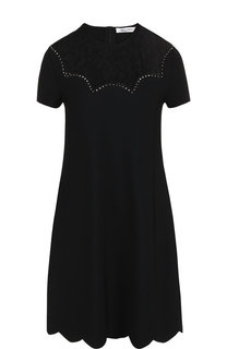 Мини-платье с кружевной вставкой и декоративной отделкой Valentino