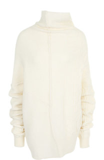 Шерстяной пуловер фактурной вязки с высоким воротником Yohji Yamamoto