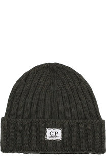 Шерстяная шапка с логотипом бренда C.P. Company
