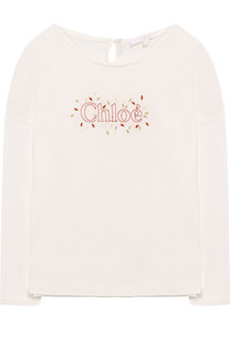 Хлопковый лонгслив с вышивкой Chloé