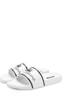 Резиновые шлепанцы Saint Barth с кожаной отделкой Dolce & Gabbana