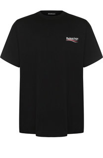 Хлопковая футболка с логотипом бренда Balenciaga