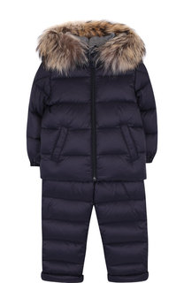 Комплект из пуховой куртки и комбинезона на подтяжках Moncler Enfant