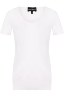Однотонная футболка с круглым вырезом Emporio Armani