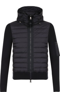 Кардиган на молнии с утепленной вставкой и капюшоном Moncler