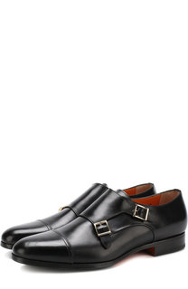 Кожаные монки с двумя пряжками Santoni