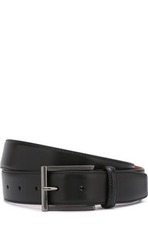 Кожаный ремень с металлической пряжкой Santoni