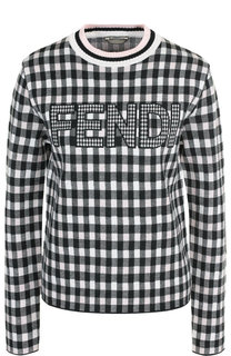 Шерстяной пуловер с логотипом бренда Fendi