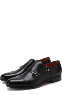 Кожаные монки с двумя пряжками Santoni
