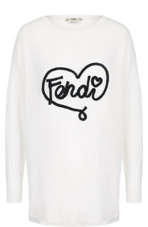 Кашемировый пуловер с логотипом бренда Fendi