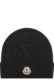 Шерстяная шапка с логотипом бренда Moncler