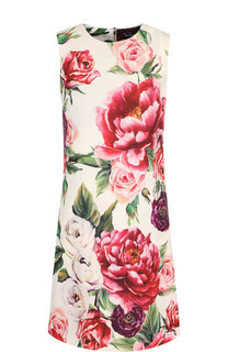 Шерстяное мини-платье с цветочным принтом Dolce & Gabbana