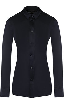 Однотонная приталенная блуза из шелка Emporio Armani