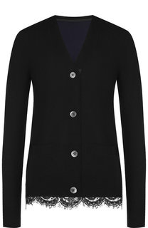 Шерстяной кардиган с кружевной вставкой Sacai