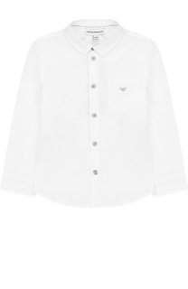 Хлопковая рубашка с воротником кент Emporio Armani