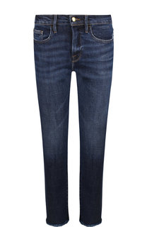 Укороченные джинсы с потертостями и бахромой Frame Denim