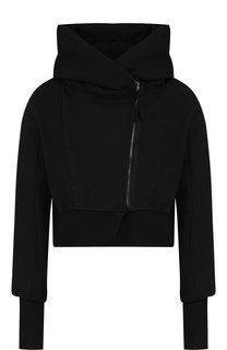 Укороченный хлопковый кардиган с косой молнией и капюшоном Roque