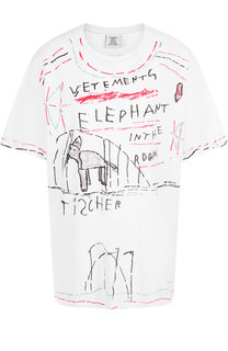 Хлопковая футболка с круглым вырезом и принтом Vetements