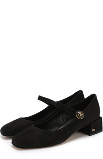 Замшевые туфли с фигурным каблуком Dolce & Gabbana