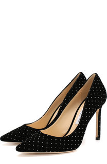 Туфли Romy 100 из бархата на шпильке Jimmy Choo