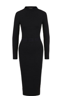 Приталенное платье-миди с воротником-стойкой Emporio Armani