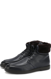 Кожаные ботинки на шнуровке Santoni