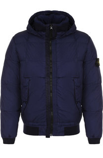 Утепленный бомбер на молнии с капюшоном Stone Island