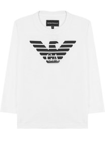 Хлопковый лонгслив с логотипом бренда Emporio Armani
