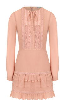 Однотонное приталенное мини-платье с оборками REDVALENTINO
