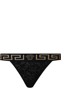 Кружевные трусы-стринги с логотипом бренда Versace