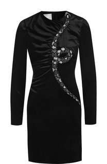 Бархатное мини-платье с декоративной отделкой Valentino